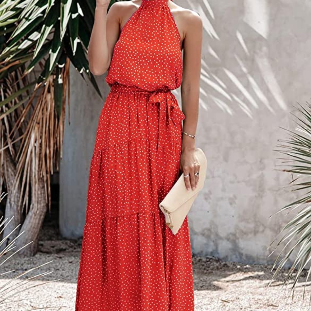 Pretty Garden Halter Neck Backless Maxi Dress | NWT | Size Small